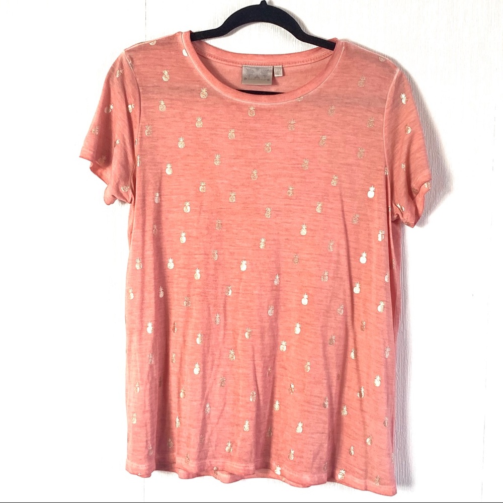 Dantelle Coral Gold Pineapple Print TShirt